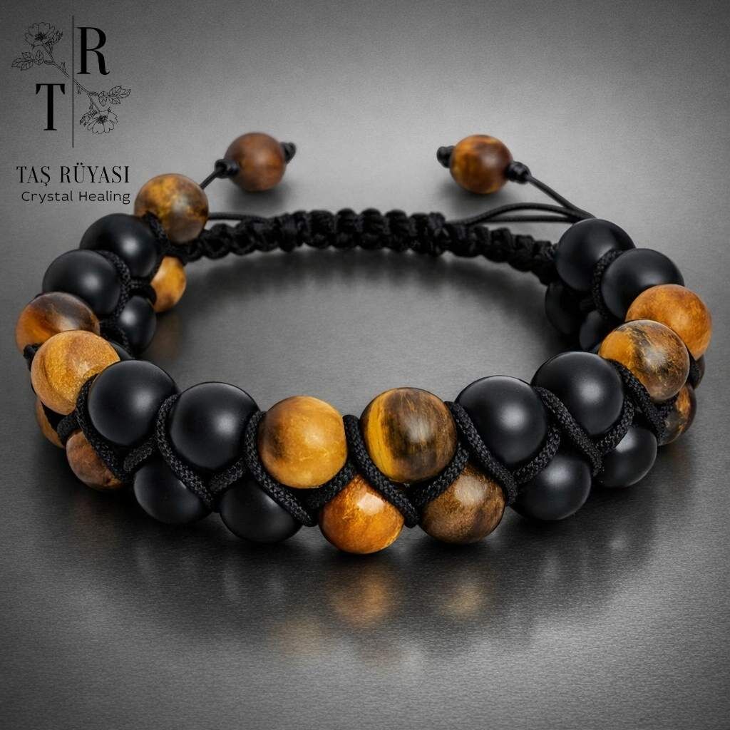 Mat Kaplangözü & Obsidyen Bileklik | Koruma, Güç & Negatif Enerji Temizleme Bilekliği