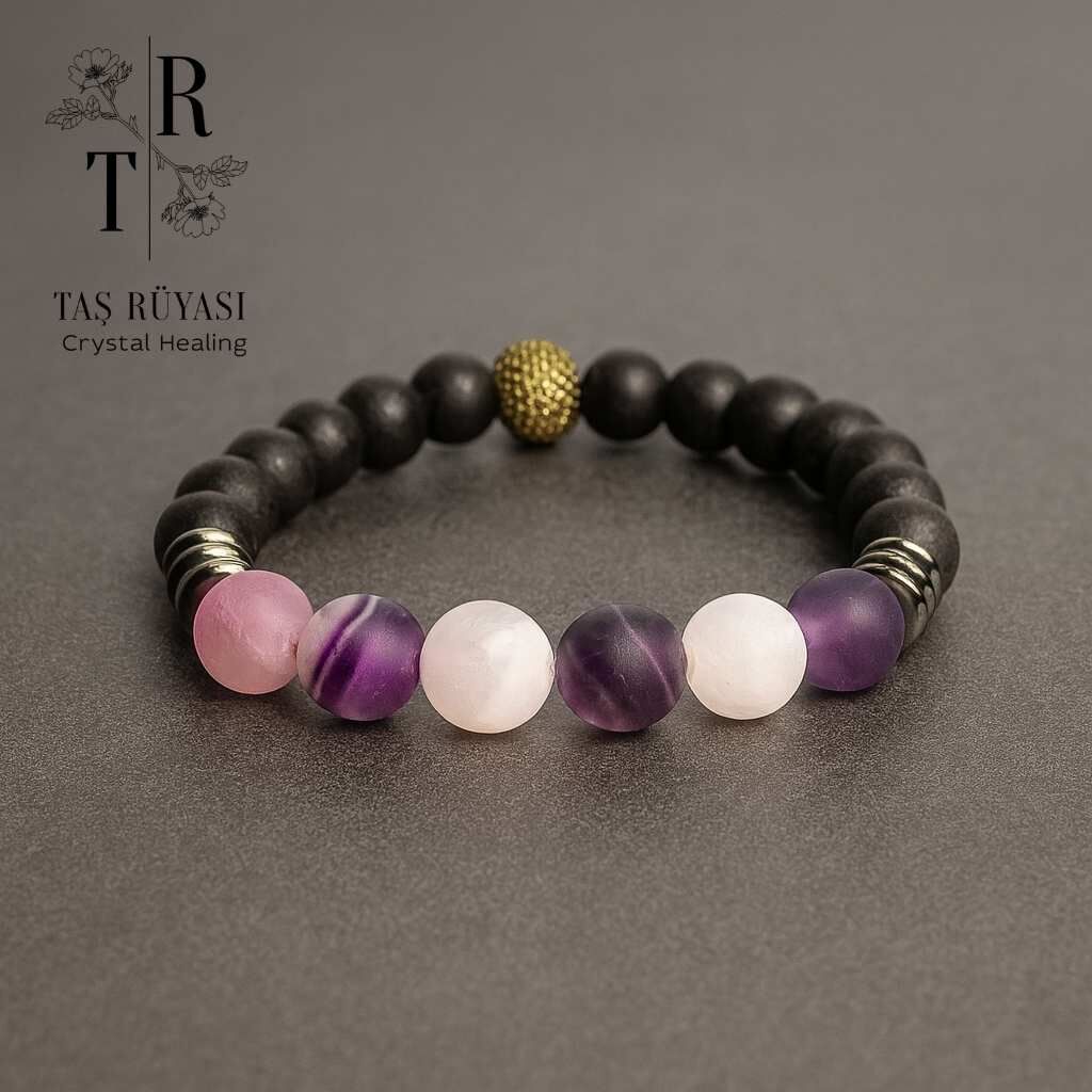 Mat Mor Akik Obsidyen Bileklik | Duygusal Denge