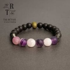 Mat Mor Akik Obsidyen Bileklik | Duygusal Denge