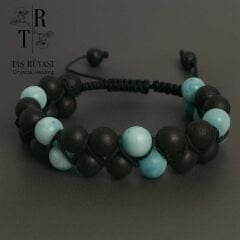 Mat Obsidyen Jade (yeşim ) Çift Sıra Örme Bileklik