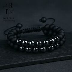 Mat Obsidyen Hematit Örme Bileklik 8 mm | Topraklanma ve Arınma