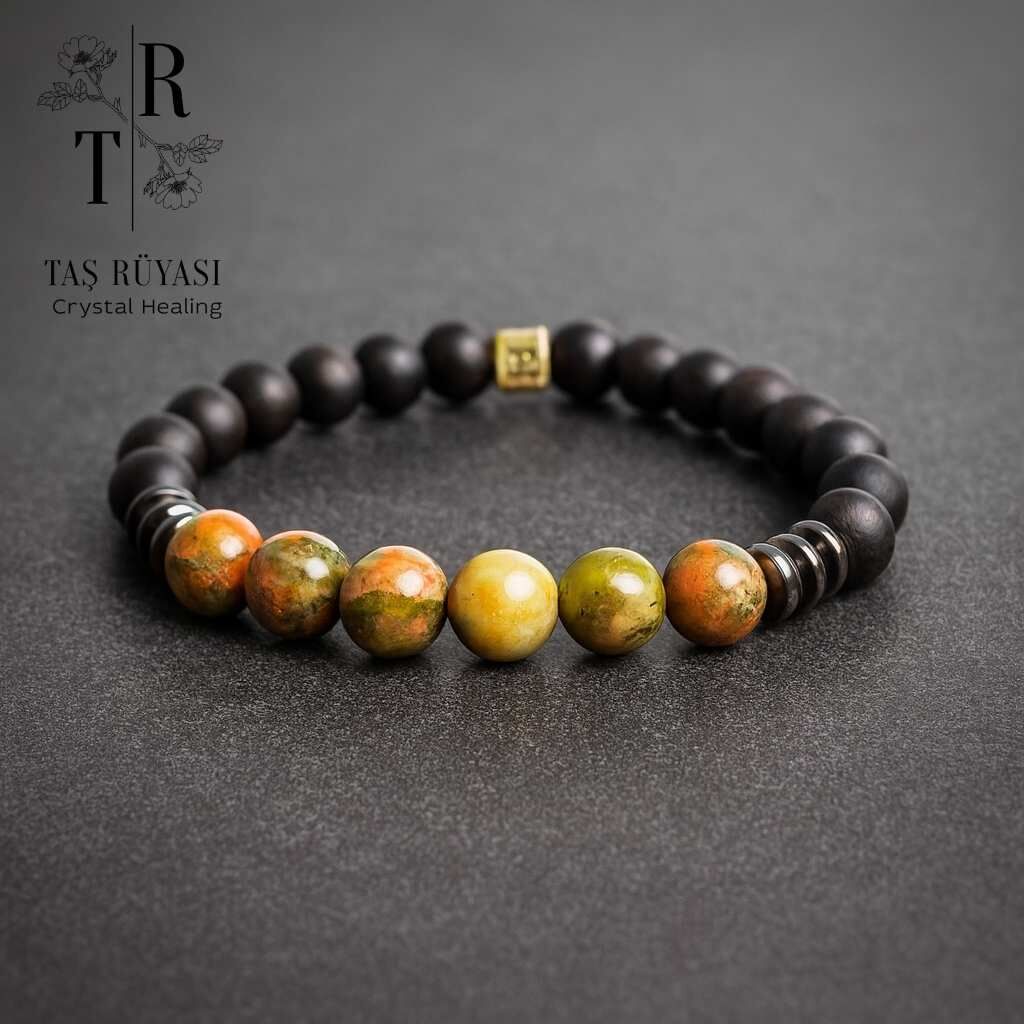 Mat Obsidyen Unakit Bileklik 8 Mm