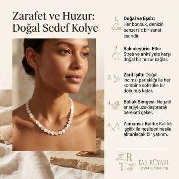 Sedef Kolye 6mm Yuvarlak Yassı Doğal Taş Kolye
