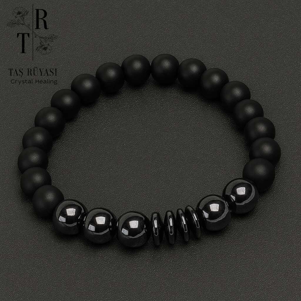 Mat Oniks Hematit Bileklik | Kararlılık, Odaklanma ve Koruma