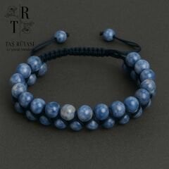 Mavi Aventurin Çift Sıra Örme Bileklik | Şans, Huzur ve Denge