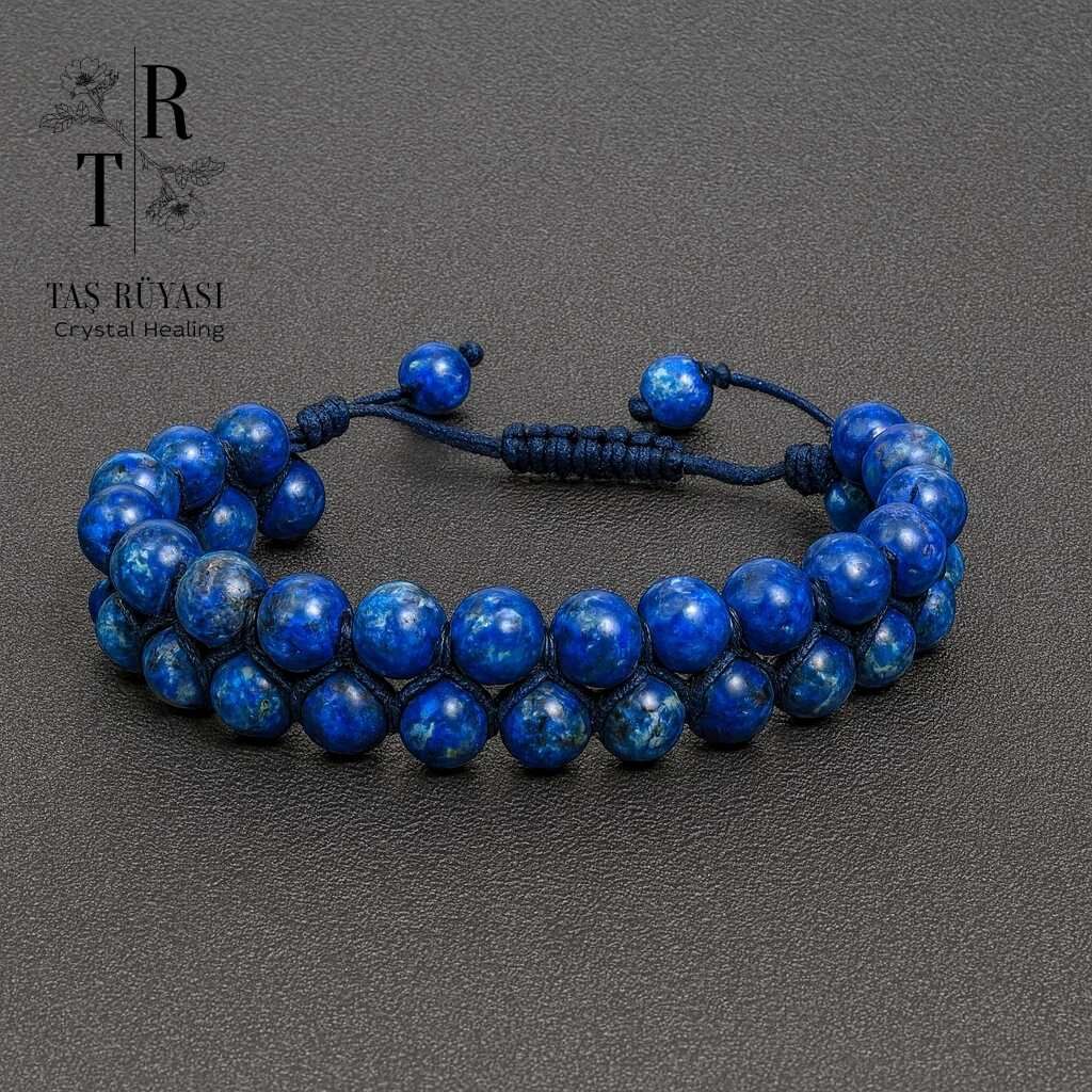 Mavi Jade Çift Sıra Örme Bileklik | Şans ve İletişim