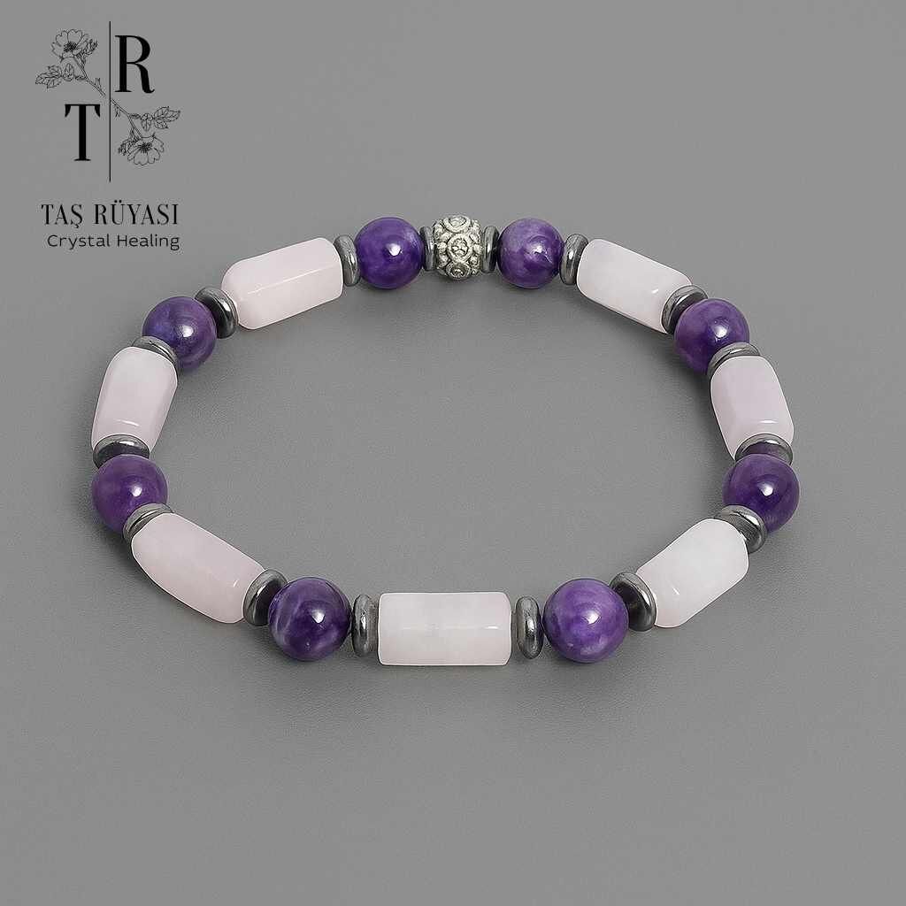 Morganit Ametist Bileklik | Sevgi, Şefkat