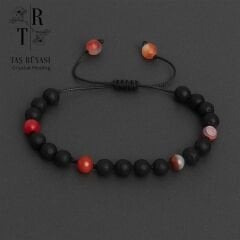 Obsidyen Akik Örme Bileklik | Güç, Denge