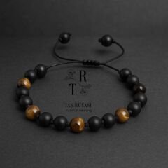 Obsidyen Kaplangözü Örme Bileklik (6 MM)