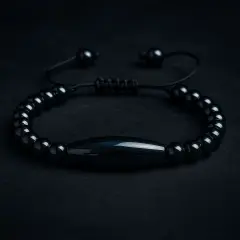 Oniks Örme Bileklik | Kök Çakra Koruma Enerjisi