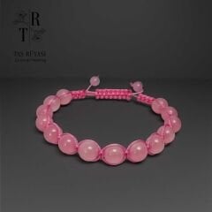 Pembe Kuvars Örme Bileklik | Sevgi, Huzur ve Kalp Denge Enerjisi