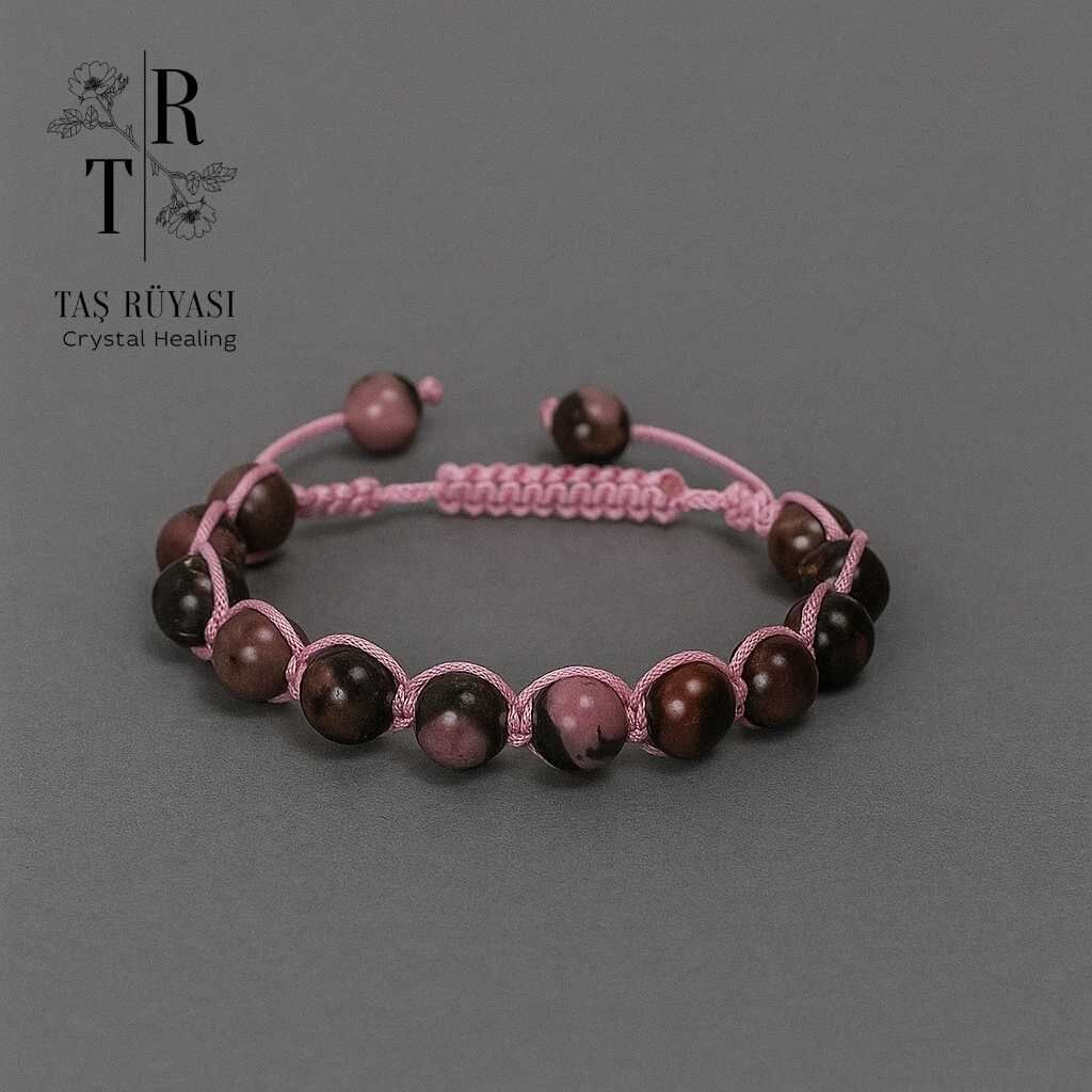 Rodonit Taşı Örme Bileklik 8 Mm