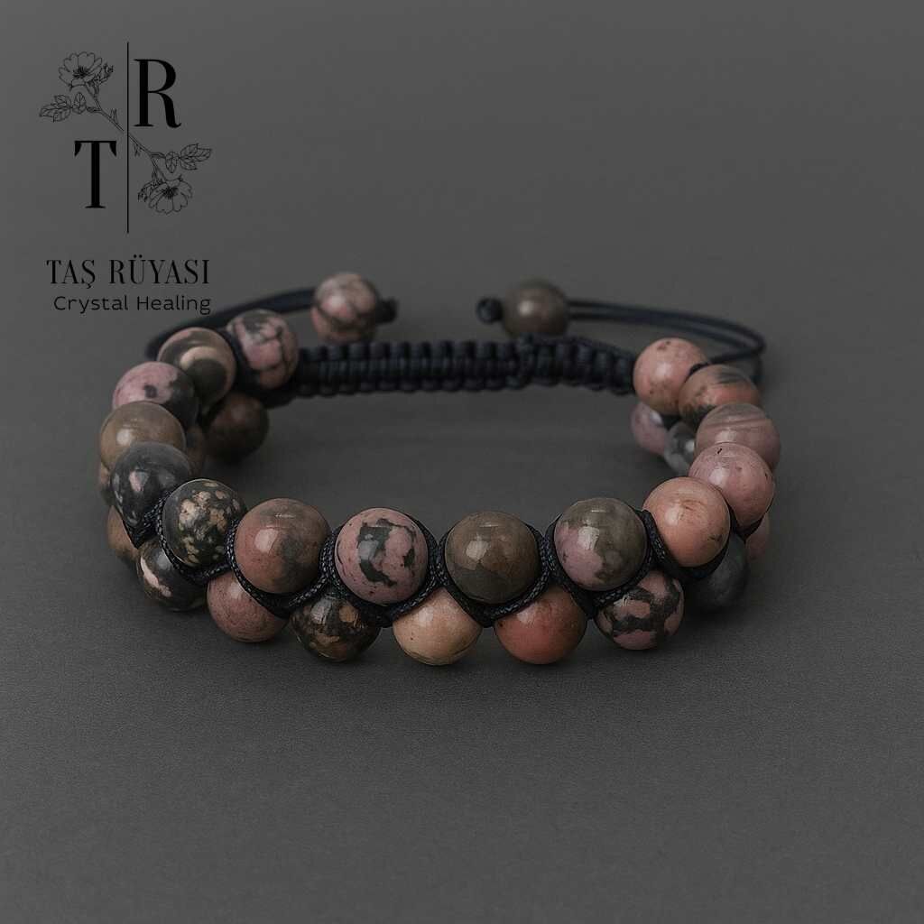 Rodonit Çift Sıra Örme Bileklik | Şefkat, Merhamet Ve Sevgi