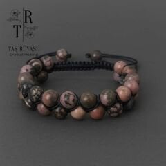 Rodonit Çift Sıra Örme Bileklik | Şefkat, Merhamet Ve Sevgi