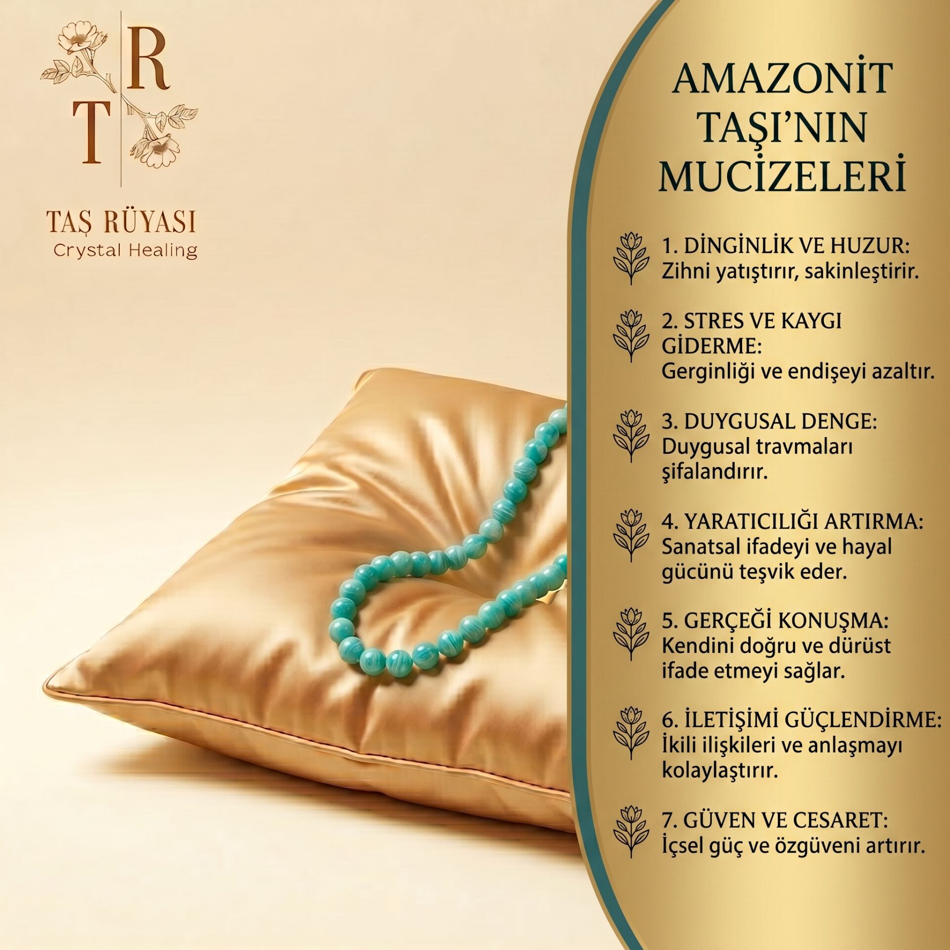 Amazonit Doğal Taş Kolye 6 mm