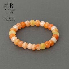 Rondel Kesim Güneş Taşı Altın Rutil Kuvars Aytaşı Bileklik