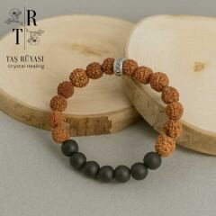 Rudraksha Tohumu Obsidyen Bileklik