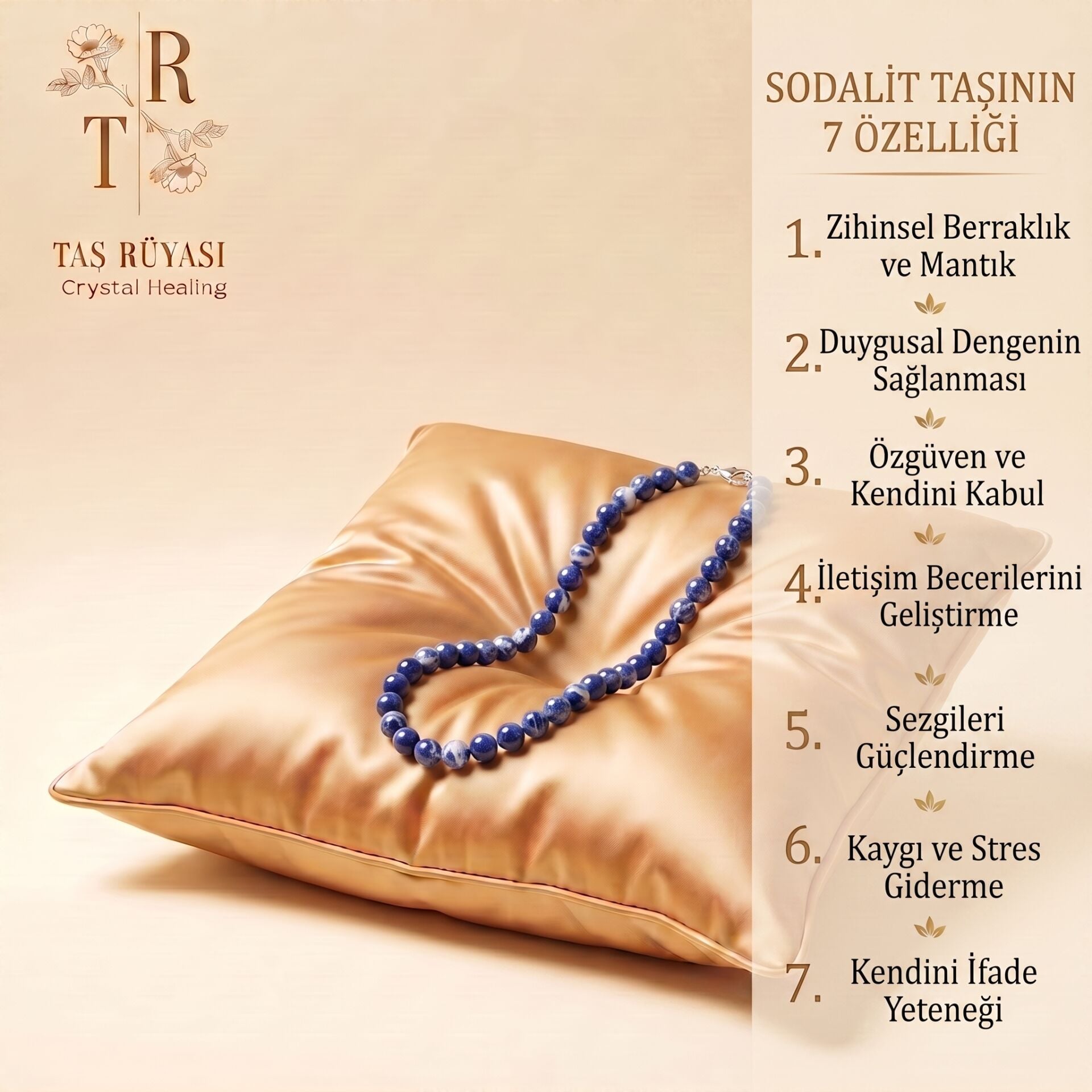 Sodalit Taşı Kolye 6 mm | Zihinsel Berraklık ve İfade Gücü