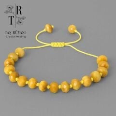 Sarı Kaplangözü Rondel Kesim Örme Bileklik