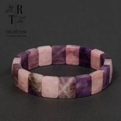 Ametist & Pembe Kuvars Rolex Model Doğaltaş Bileklik | Sevgi, Ruhsal Koruma ve Duygusal Denge