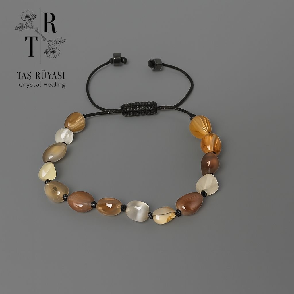 Amorf Botswana Akik Doğaltaş Örme Bileklik | Koruma, Duygusal Güç, İçsel Denge ve Topraklama