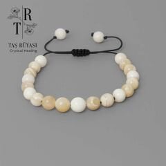 Sedef Taşı Örme Doğal Taş Bileklik 7 mm