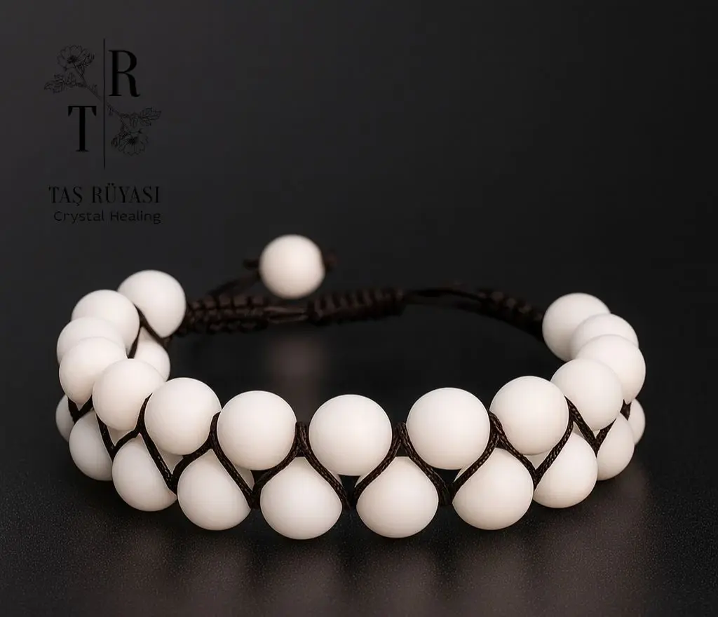 Shell Taşı Çift Sıra Örme Bileklik