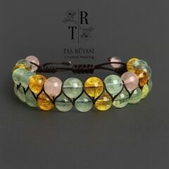 Sitrin Florit Çift Sıra Örme Bileklik | Bolluk Bereket ve Motivasyon