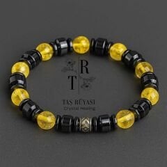 Sitrin Hematit Bileklik 8 Mm | Bolluk Bereket ve Topraklanma