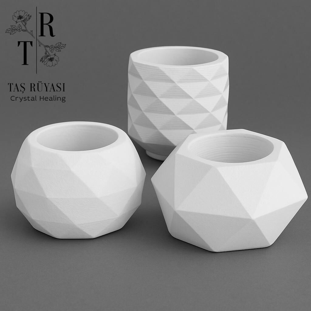 3'lü Geometrik Beton Saksı