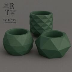 3'lü Geometrik Beton Saksı