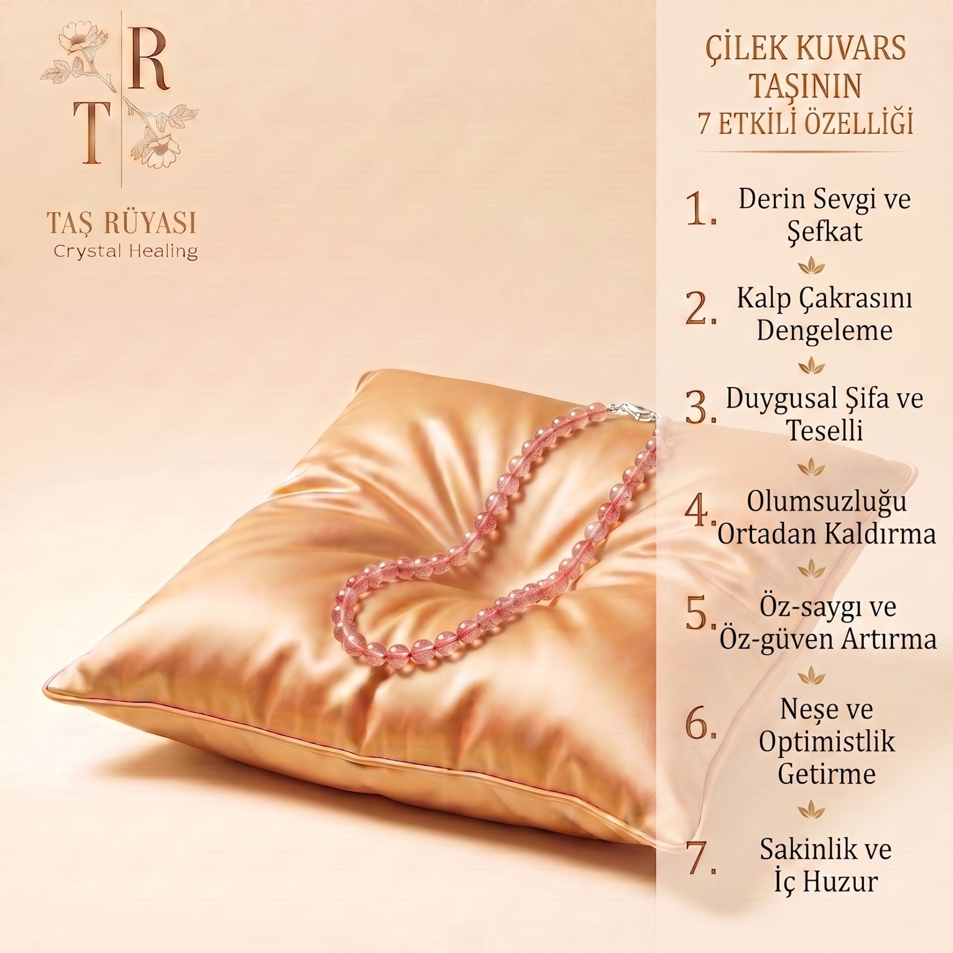 Çilek Kuvars Kolye 6 mm