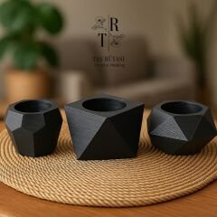 3'lü Geometrik Beton Saksı