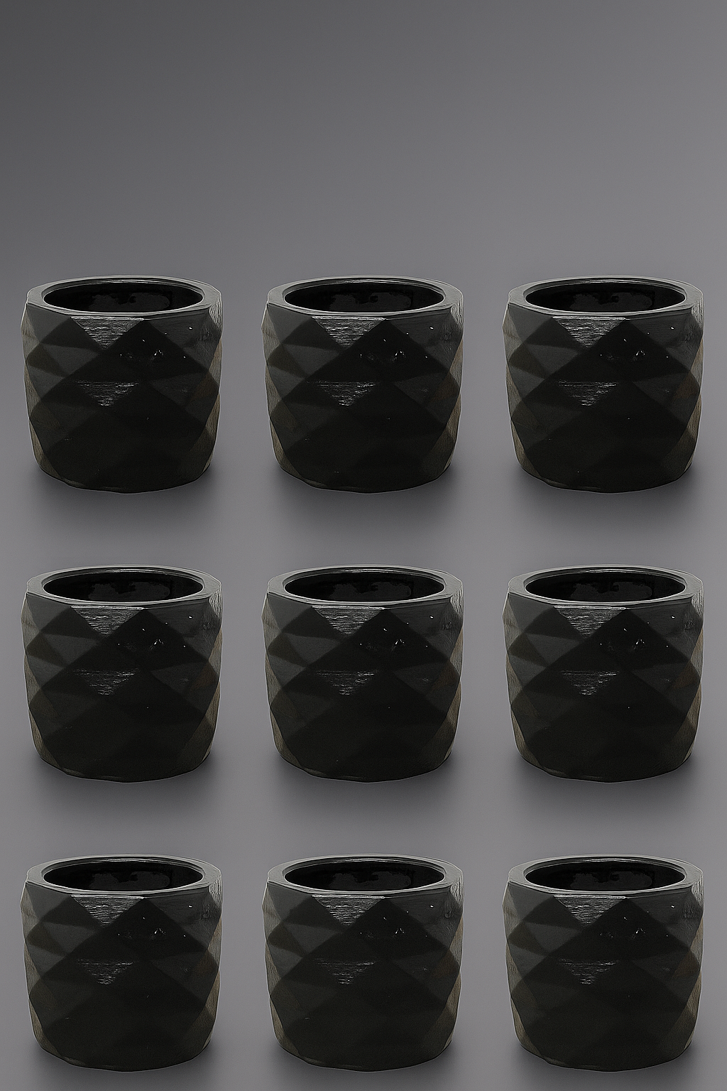 Siyah Beton Sukulent Saksı 9 Adet