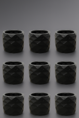 Siyah Beton Sukulent Saksı 9 Adet