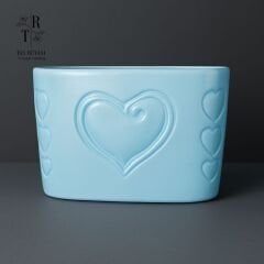 15 cm Kare Beton Saksı – Kalpli Desenli Dekoratif Tasarım