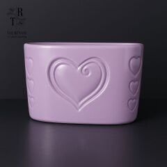 15 cm Kare Beton Saksı – Kalpli Desenli Dekoratif Tasarım