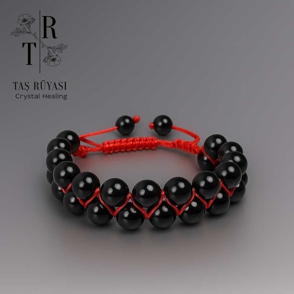 Siyah Turmalin Koruma ve Kök Çakra Bilekliği 8 mm
