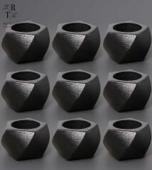 Sukulent Beton Saksı Siyah ( 9 Adet)