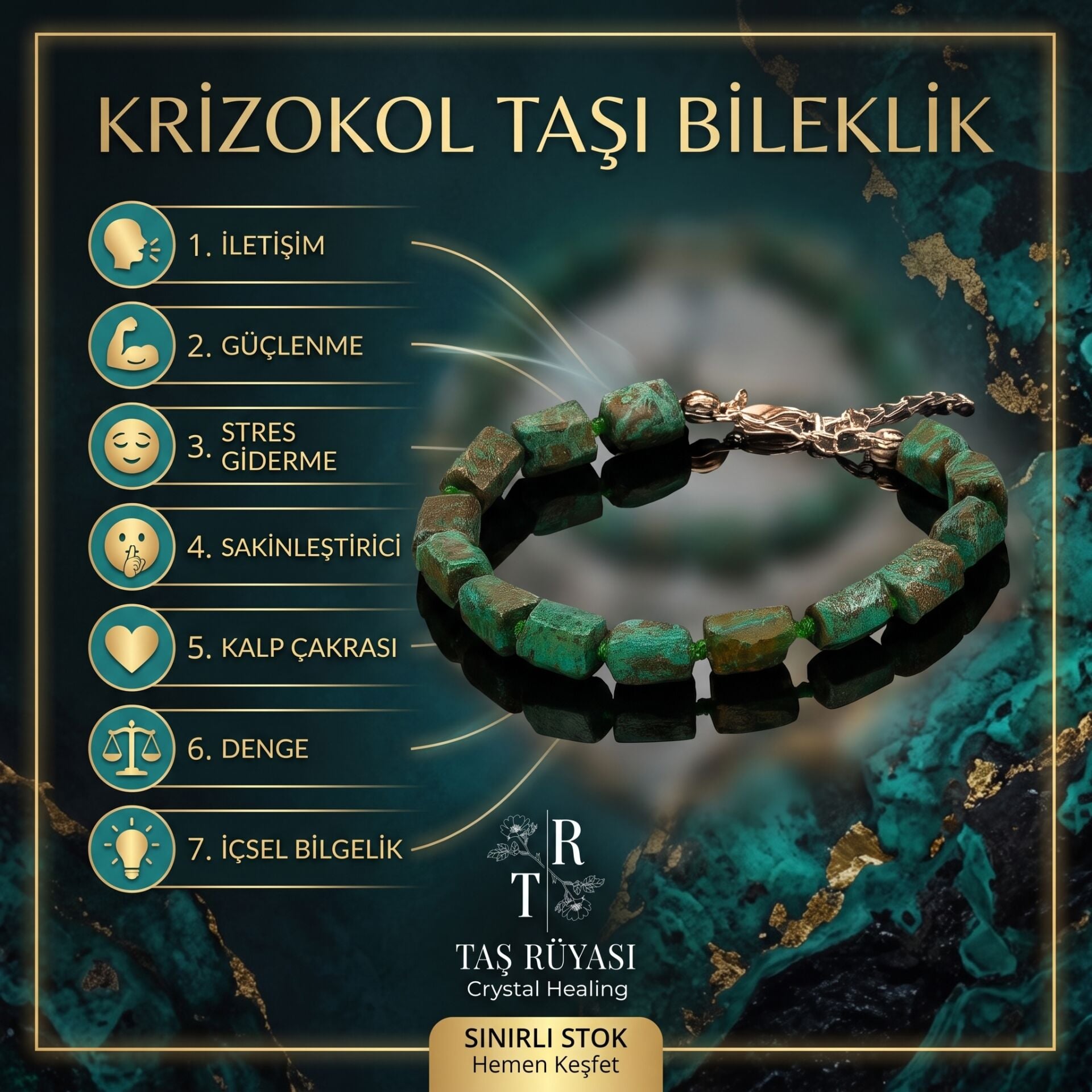 Krizokol Taşı Bileklik | İletişim ve Huzur