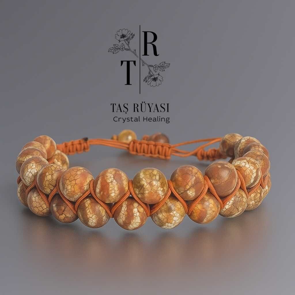 Tibet Akik Çift Sıra Örme Bileklik