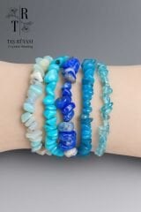 Turkuaz Apatit(mat) Lapis Lazuli Amazonit Apatit (şeffaf) 5'li Örme Bileklik