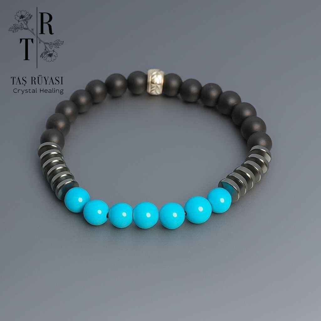 Turkuaz Hematit Obsidyen Bileklik