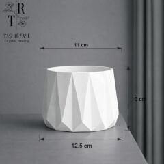 Geometrik Beton Saksı | Modern Tasarım Beyaz Beton Saksı 10 cm