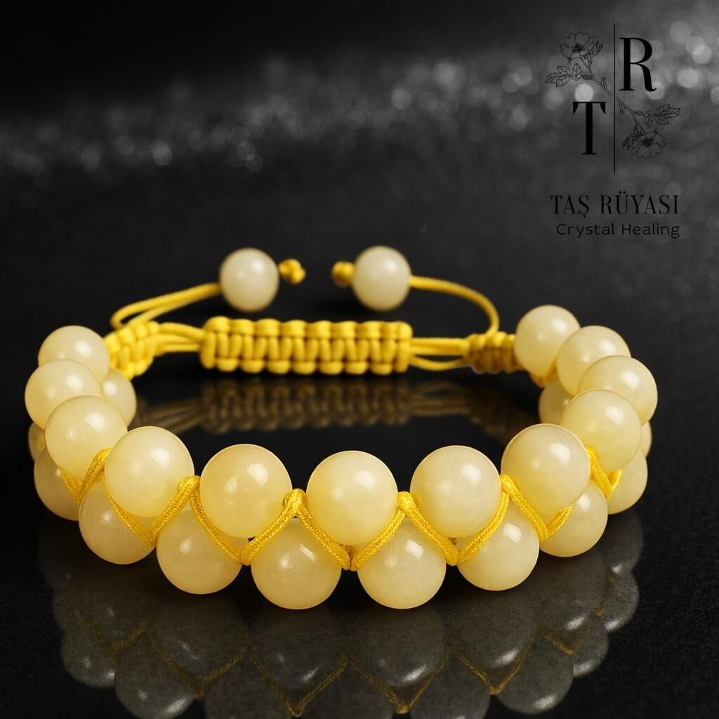 Solar Pleksus Enerji Serisi | Kalsit Taşı Paracord Bileklik 8 mm