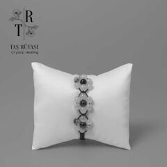 Turmalinli Rutil Kuvars Çiçek Motifli Örme Bileklik 6 Mm