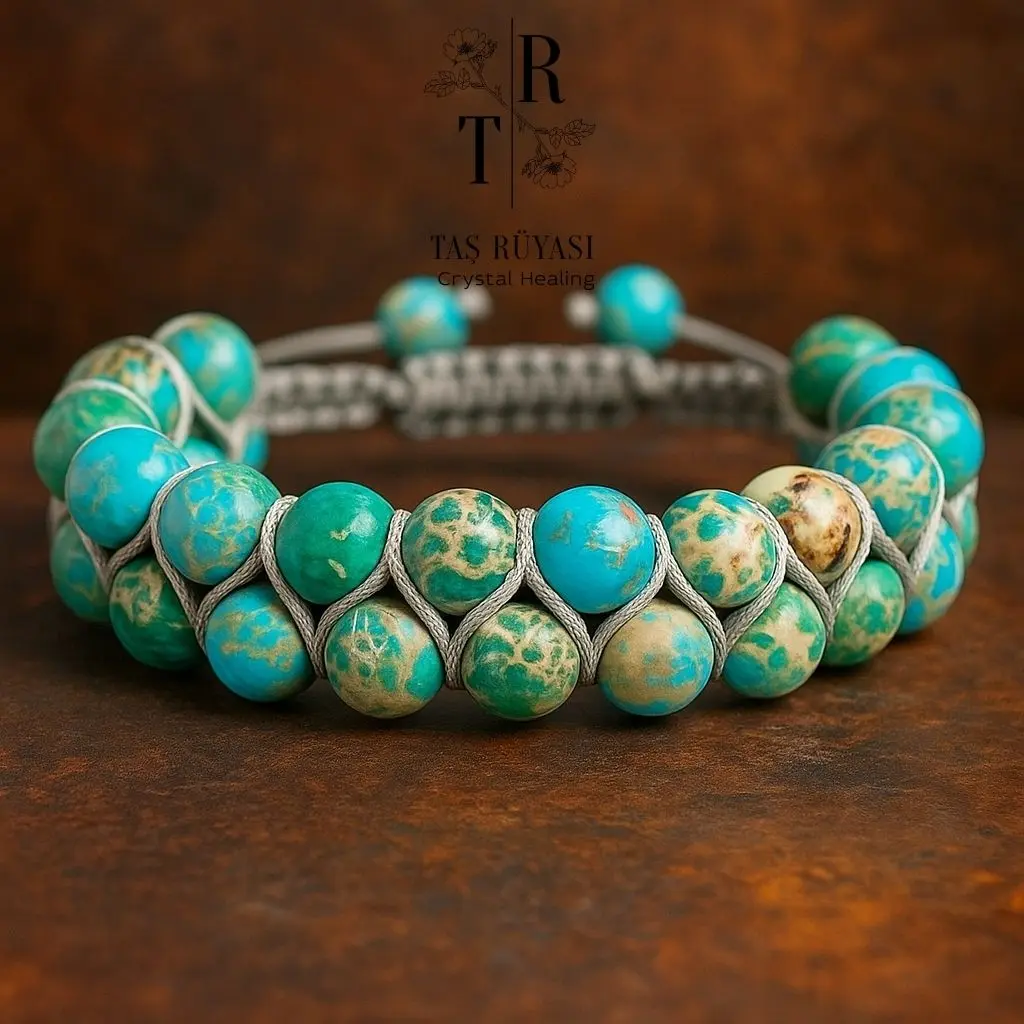 Varisit Taşı Çift Sıra Örme Bileklik 8 Mm