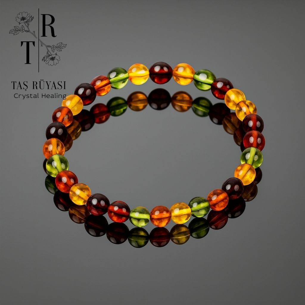 Çok Renkli Kehribar Bileklik (Yetişkin)