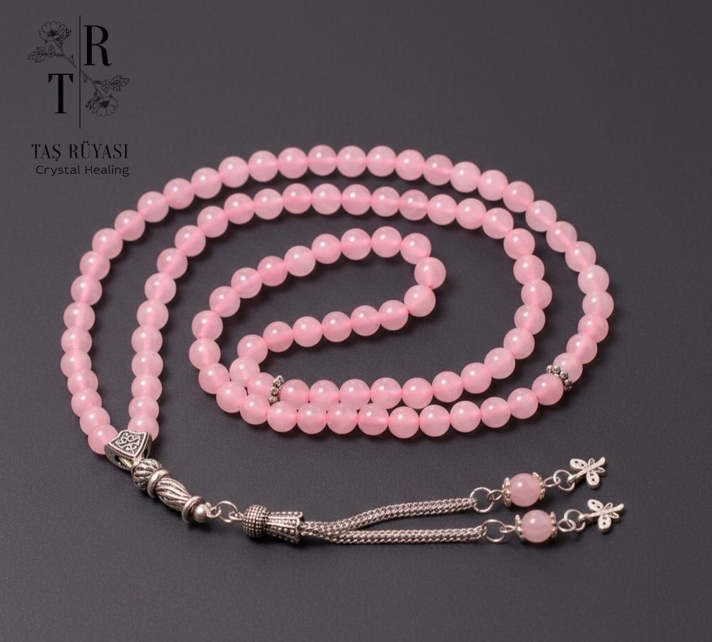 Pembe Kuvars Doğal Taş Tesbih (6 mm) - Sevginin ve Huzurun Işığı
