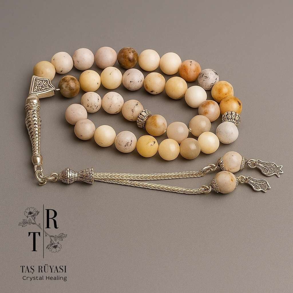 Dentrit Opal Taşı 33’lük Metal Aksamlı Tespih – Zihinsel Sükûnet, Ruhsal Derinlik